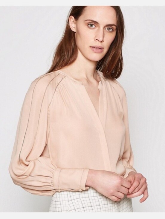Joie Tops - Joie ‘Aban’ Ladder Stitch Blouse Peasant Balloon Sleeve Top Pink, Women's Size S